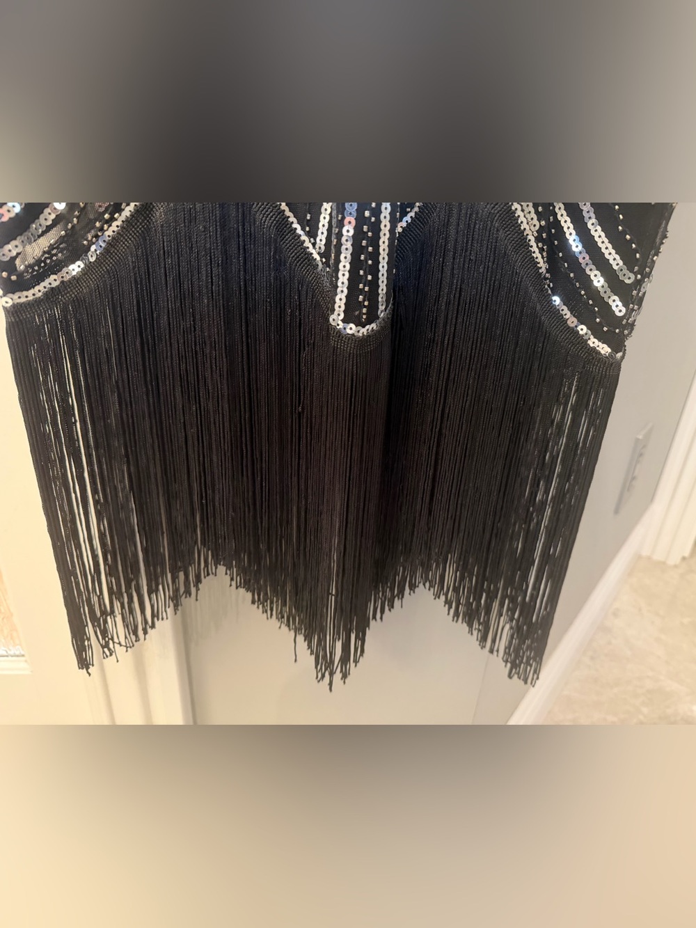 Fundaisy Black Silver Sequin Fringe Gatsby Cocktail Dress XS - Picture 6 of 6